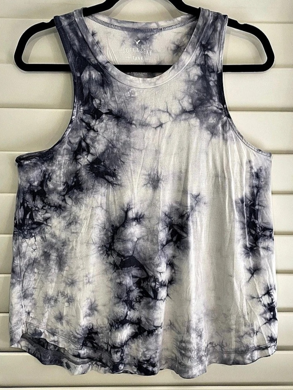 American Eagle Soft & Sexy Tank 1947 Tie-Dye Tank in Gray & White Size Small